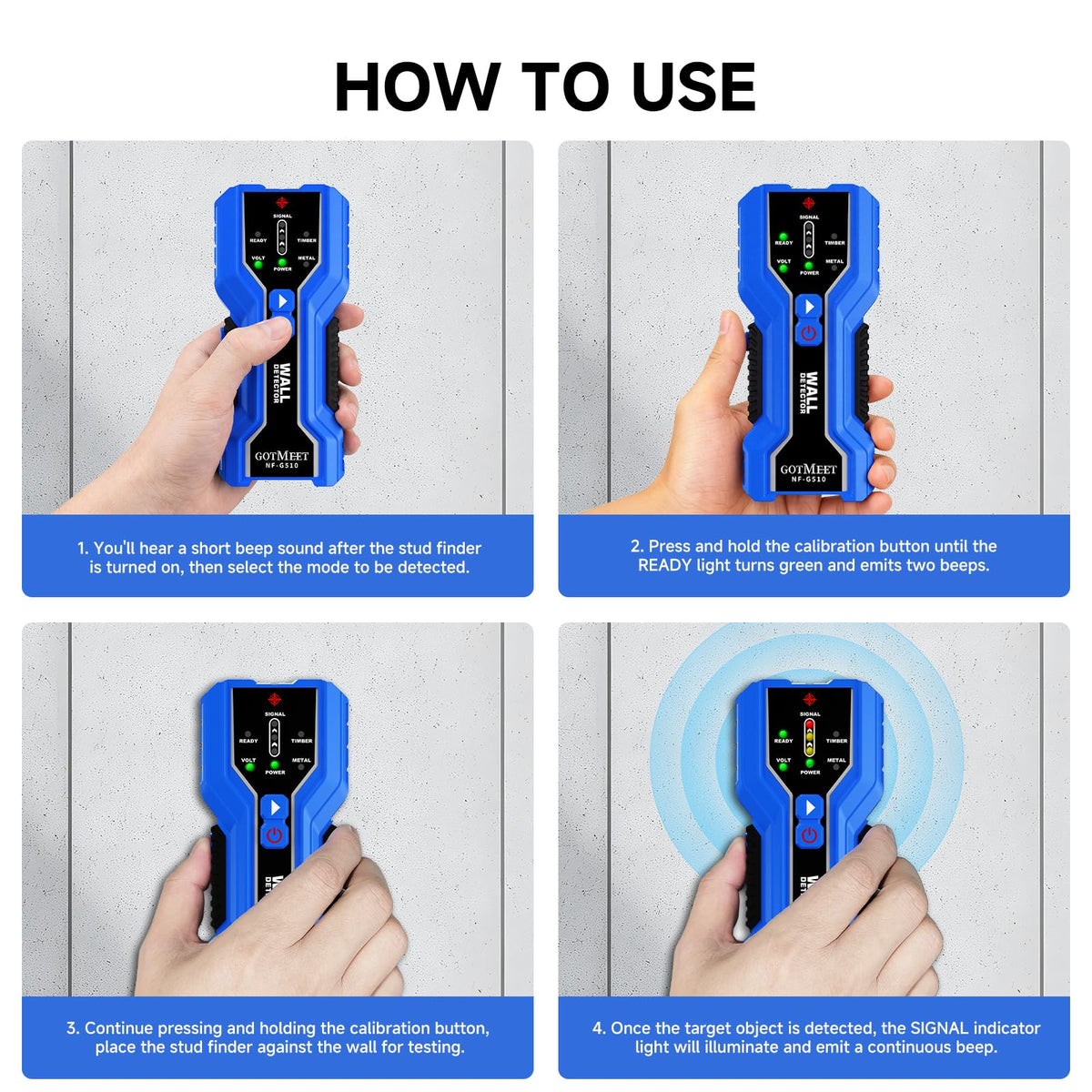 GOTMEET Stud Finder – Electronic 3-in-1 Stud Detector with Smart Sensor