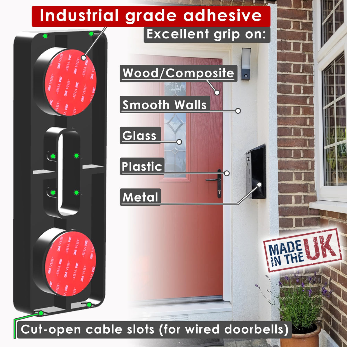 Mars Outpost No Drill Adhesive Doorbell Mount 2 Pack for Eufy Nest Tapo
