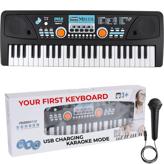 Pyle 49-Key Electric Piano Keyboard – Portable Digital Music Keyboard with Drum Pad, Microphone, Record & Playback Mode for Beginners and Kids