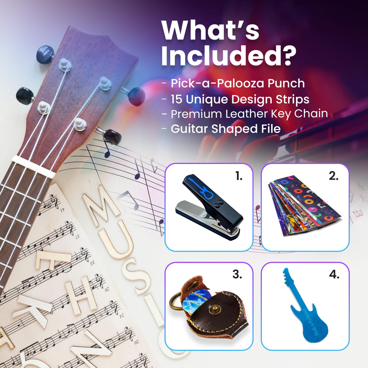 Pick-a-Palooza DIY Guitar Picks Punch Mega Pack with Pick Punch Tool - Blue