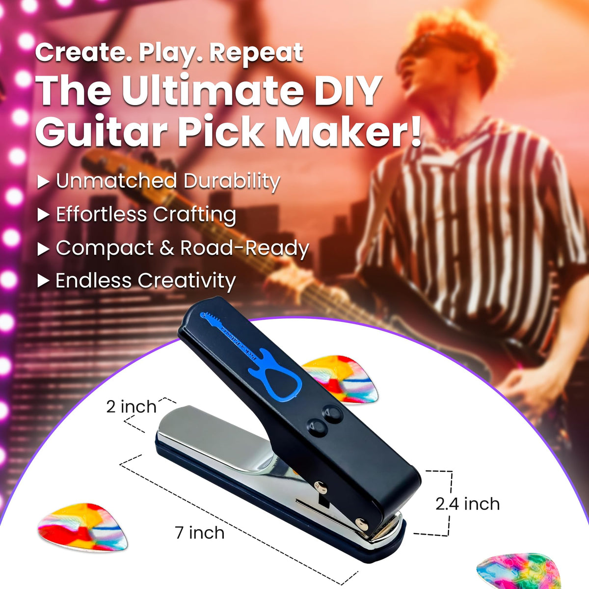 Pick-a-Palooza DIY Guitar Picks Punch Mega Pack with Pick Punch Tool - Blue