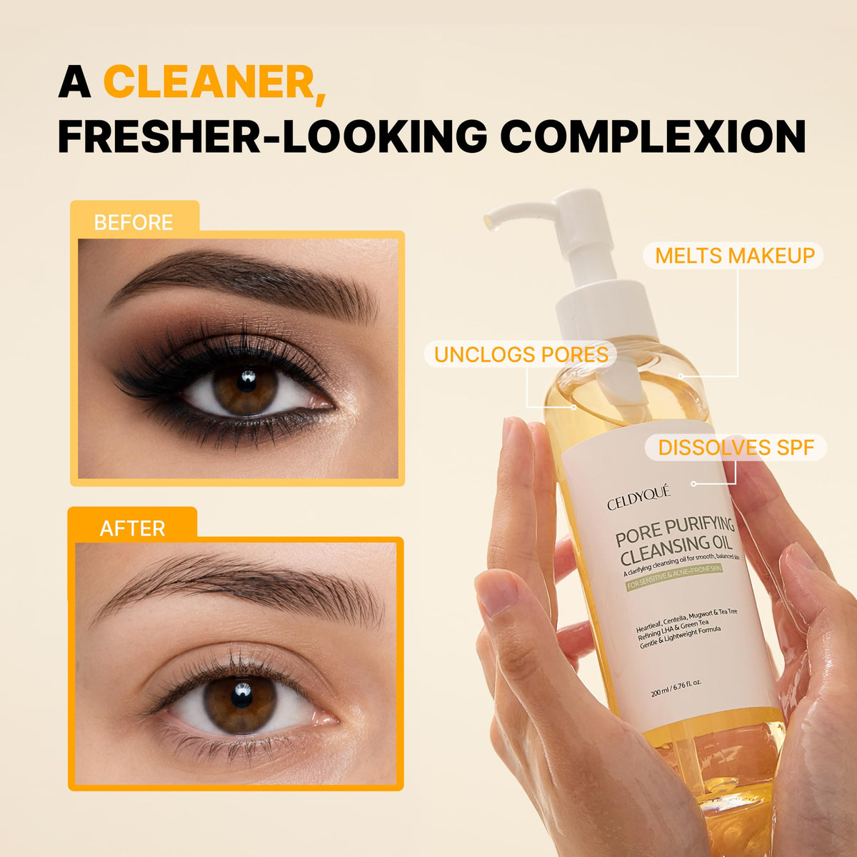 Korean Cleansing Oil Makeup Remover w/ LHA Centella Tea Tree Heartleaf Murwort & Green Tea | Lightweight Deep Pore Cleaner for Blackheads Sebum Waterproof Sunscreen & Sensitive Acne-Prone Skin 6.7 Oz