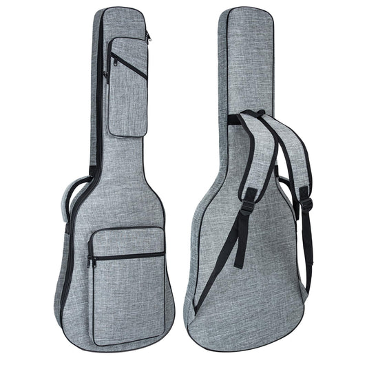 Muscab 39 Inch Electric Guitar Bag 11mm Padding Waterproof Electric Guitar Case, Electric Guitar Gig Bag Backpack with Neck Strap and Pockets, Grey