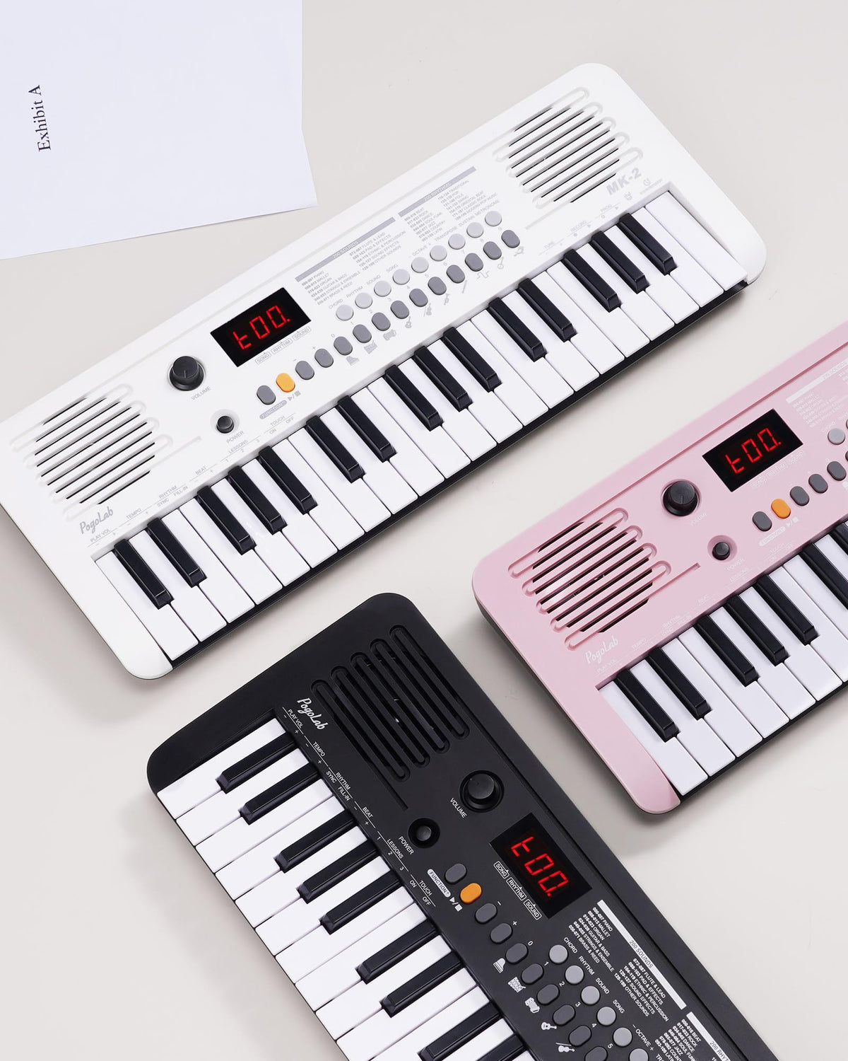 POGOLAB MK-2 37 Keys Kids Keyboard Piano, Portable Small Keyboard with 40 Songs, 200 Sounds, with MIDI Function, LED Display & Dual Speakers, Compact Mini Music Piano for Kids/Beginners (White)