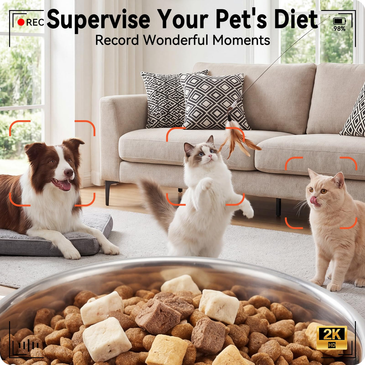 Centvicam Automatic Cat Feeder with 2K Camera: 5G WiFi Automatic Dog Feeder
