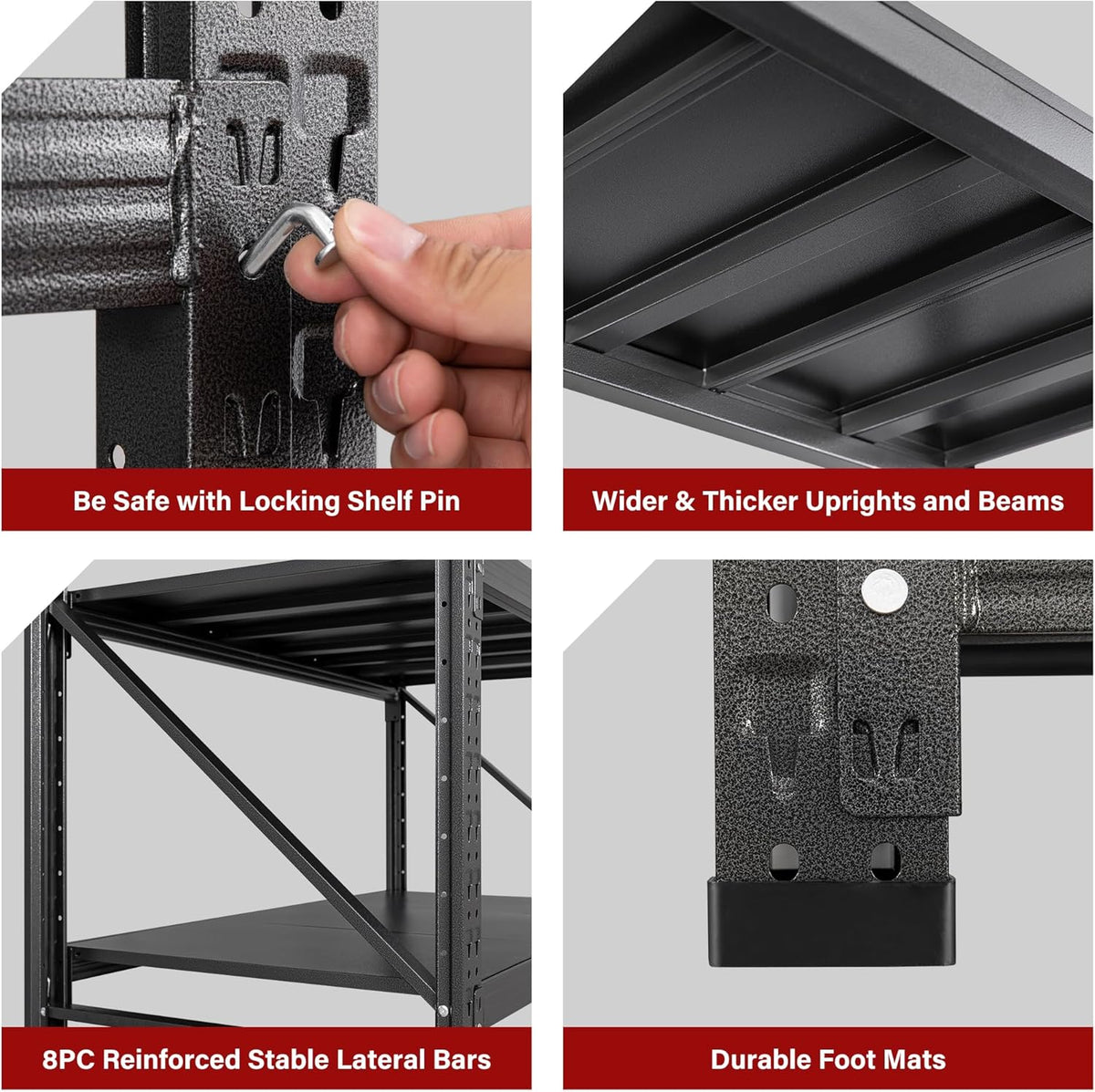 5000LBS Heavy Duty Garage Shelving Units,60" Wide & Deep Storage Shelves,Metal Garage Shelves,Large Storage Rack,Steel Shelf,Industrial Shelving for Shop,Warehouse,Basement,60" W x 24" D x 70" H