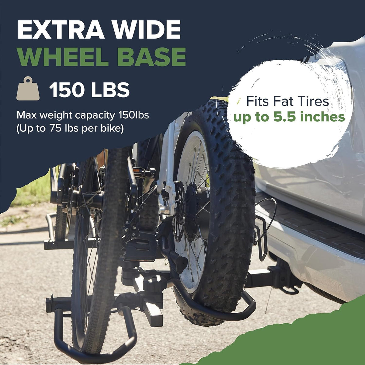 Arksen Hitch Mounted Smart Tilting 2-Bike Rack Platform Style 2" Foldable Carrier for Standard, Fat Tire, and Electric Bicycles -150 lbs Heavy Weight Capacity