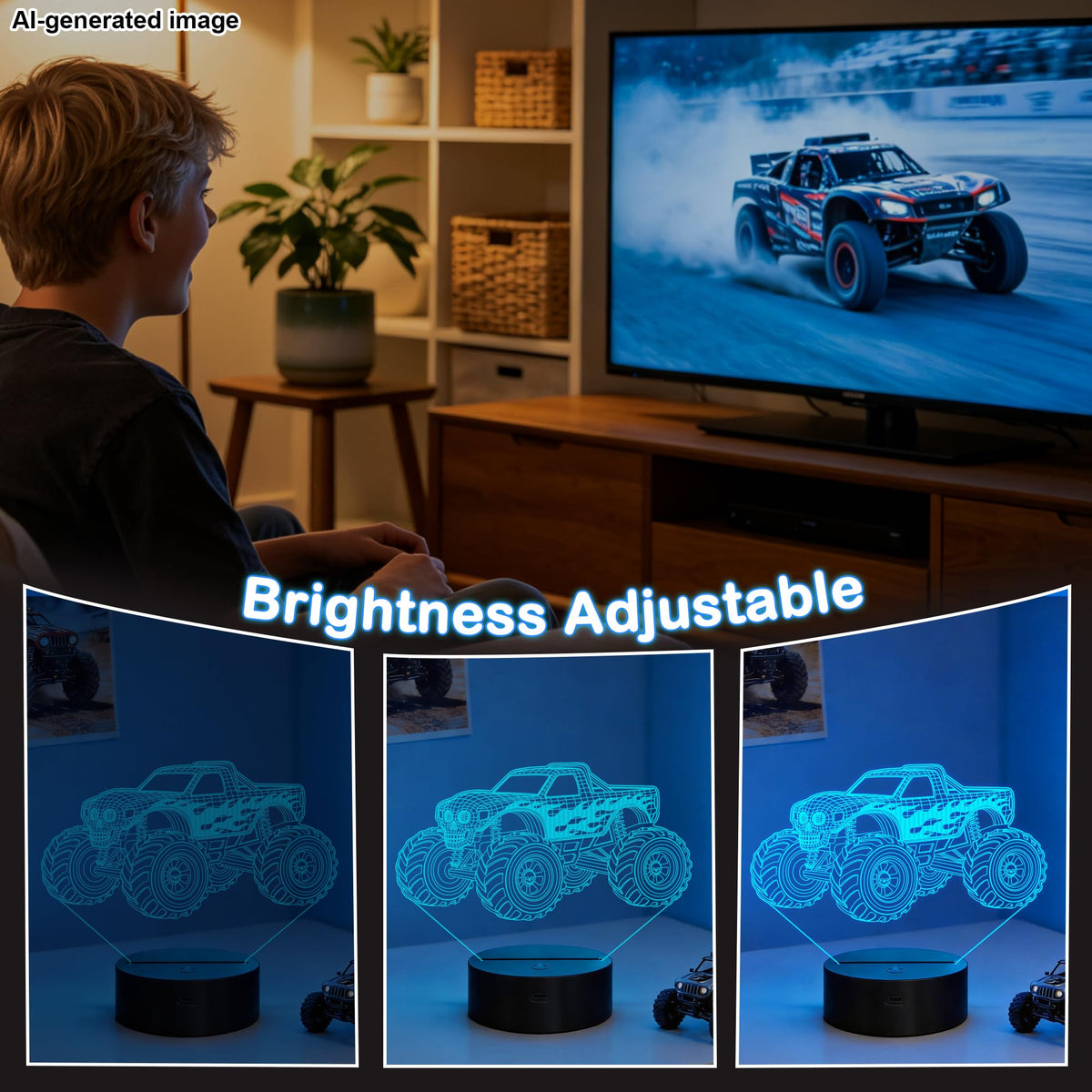 YuanDian Skull Monster Truck 3D LED Night Light