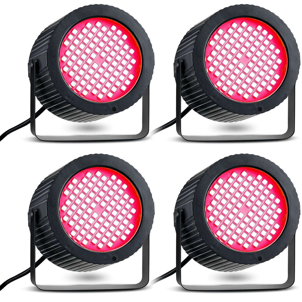 Funtery 4 Pcs Strobe Lights 88 LEDs Sound Activated Stage DJ,Red