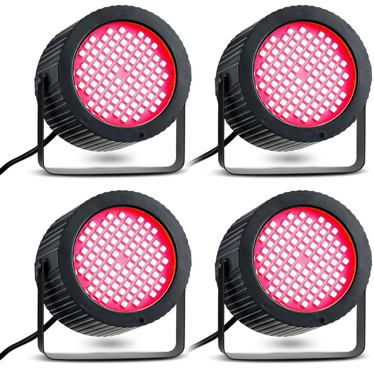 Funtery 4 Pcs Strobe Lights 88 LEDs Sound Activated Stage DJ,Red
