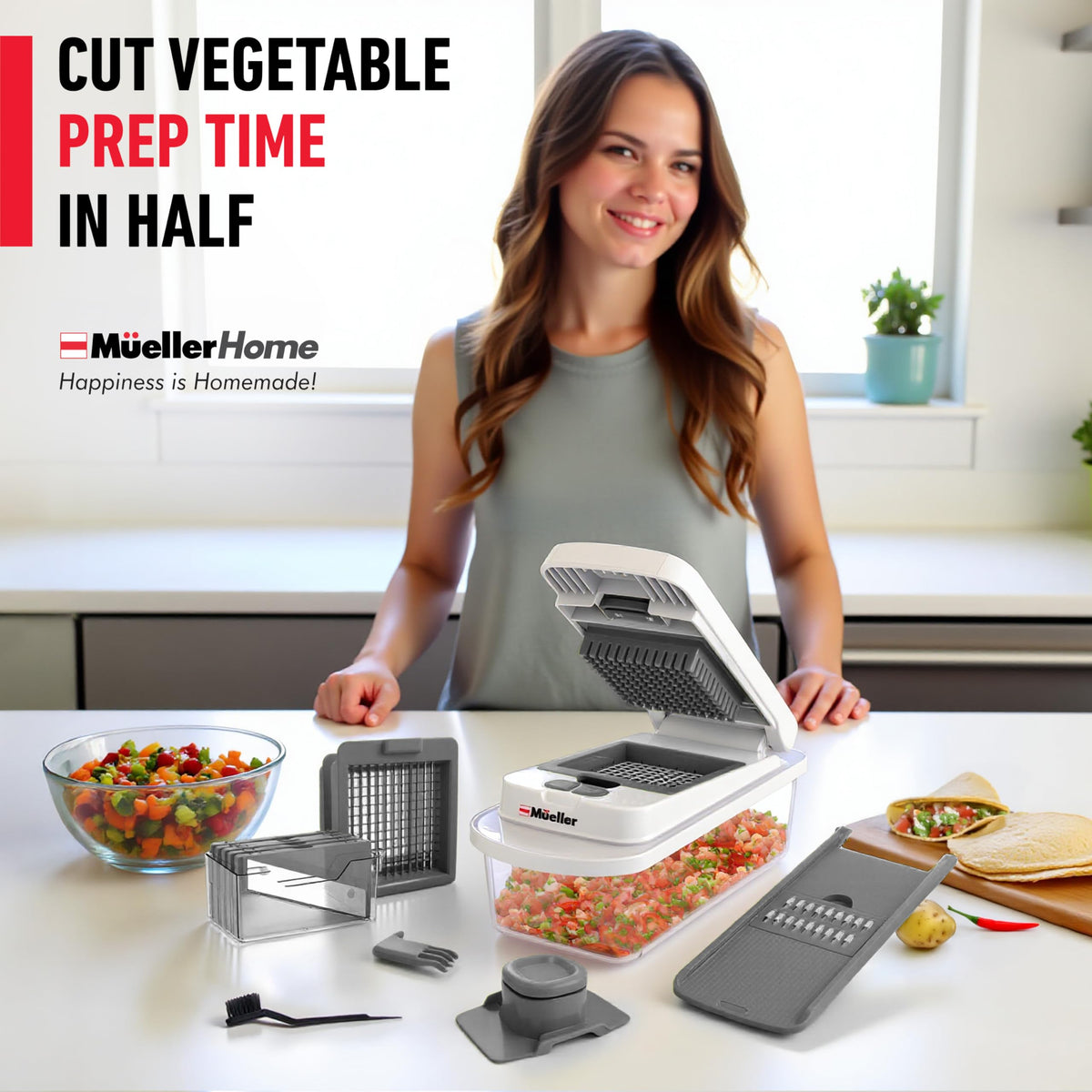 Mueller The Real Original Pro Vegetable Chopper & Mandoline Slicer, 10-in-1