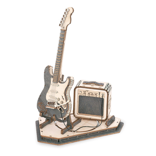 Rowood 3D Puzzles for Adults, DIY Wooden Model Kit for Adults to Build, STEM Electric Guitar Desk Toy Project, Birthday Gifts for Music Lovers