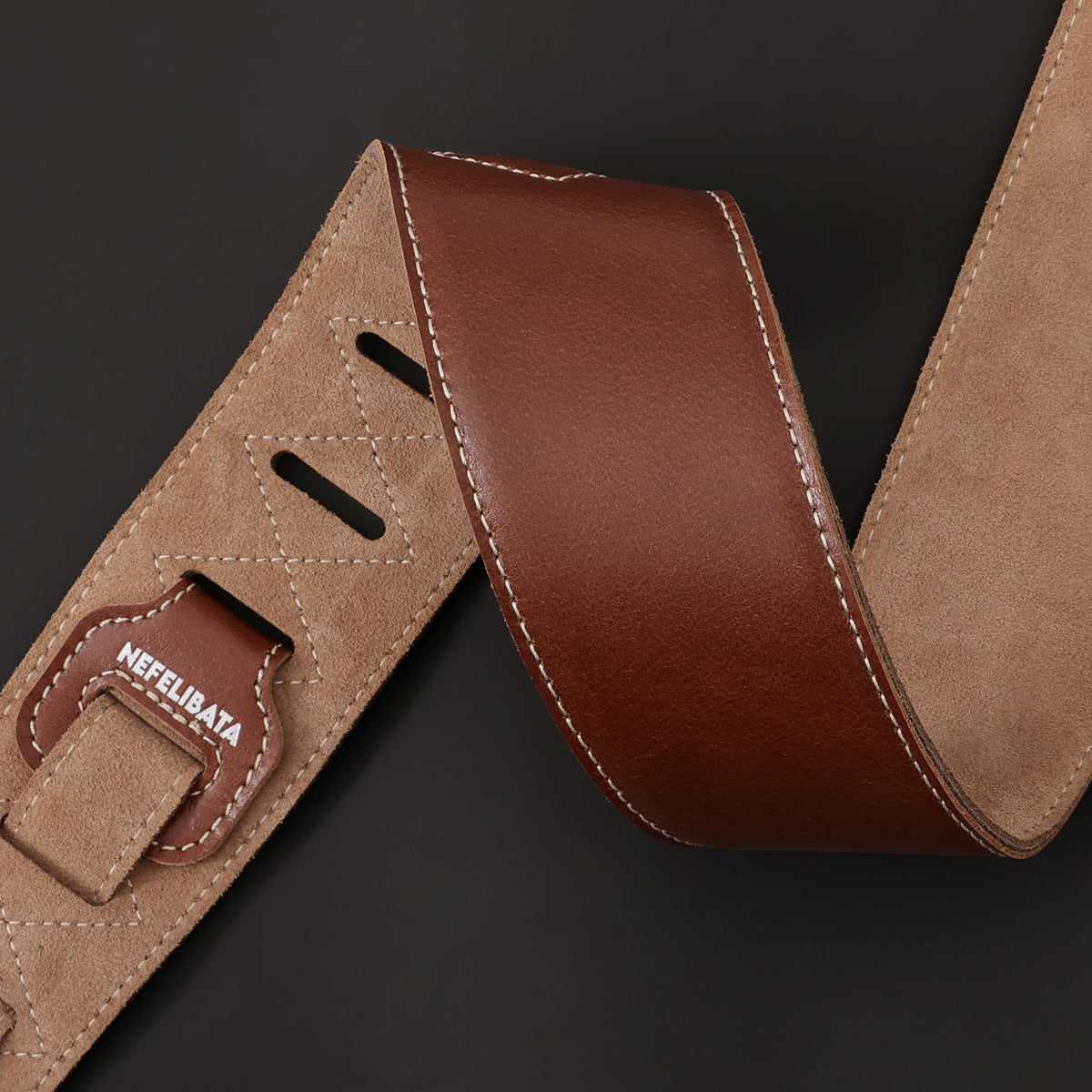 Nefelibata Guitar Strap 2.5", Head Layer Cowhide Leather Guitar Straps with Foam Padding for Bass, Electric, and Acoustic Guitars