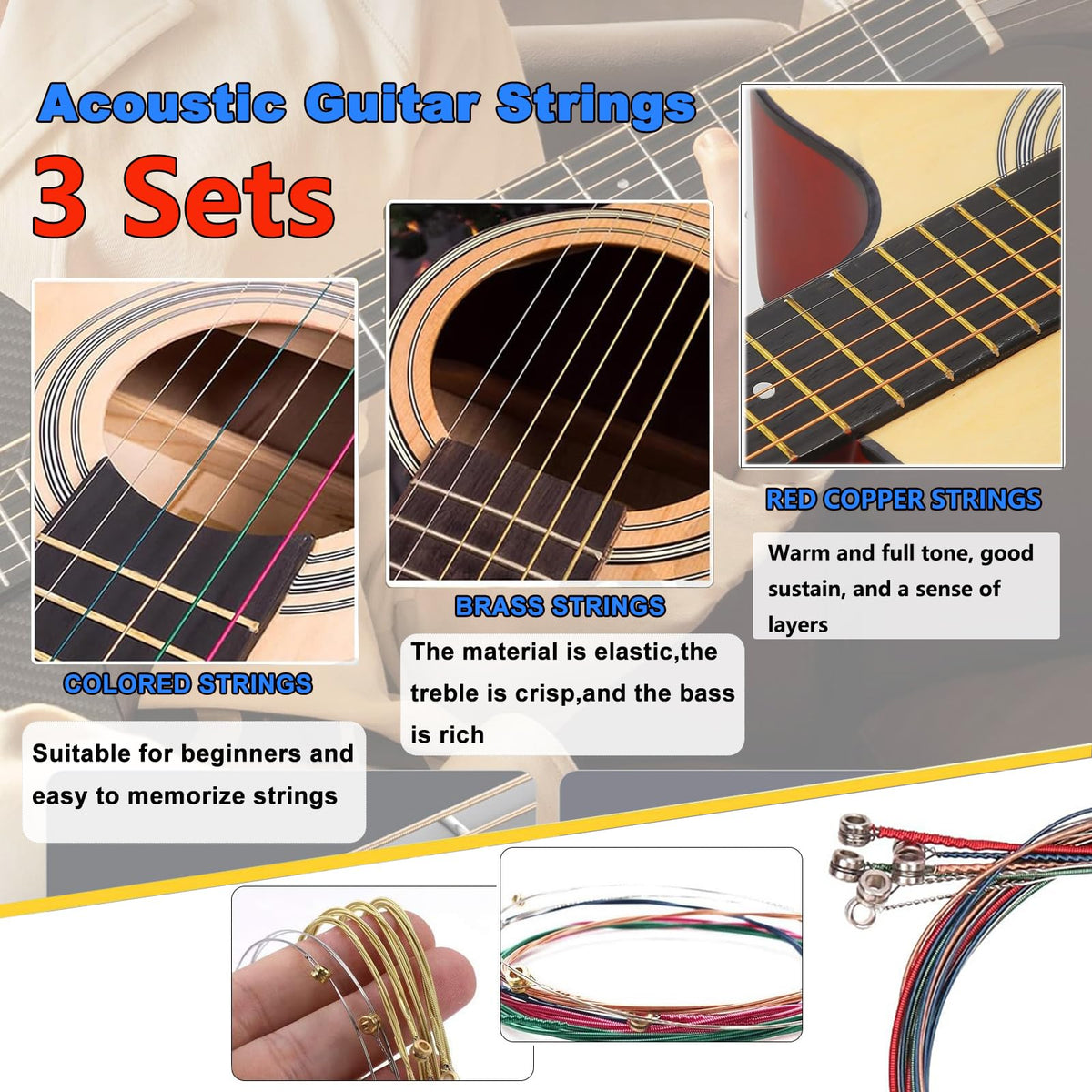 Jinlop Essential Acoustic Guitar Kit: Tuner, Capo, 18 Strings & Tools