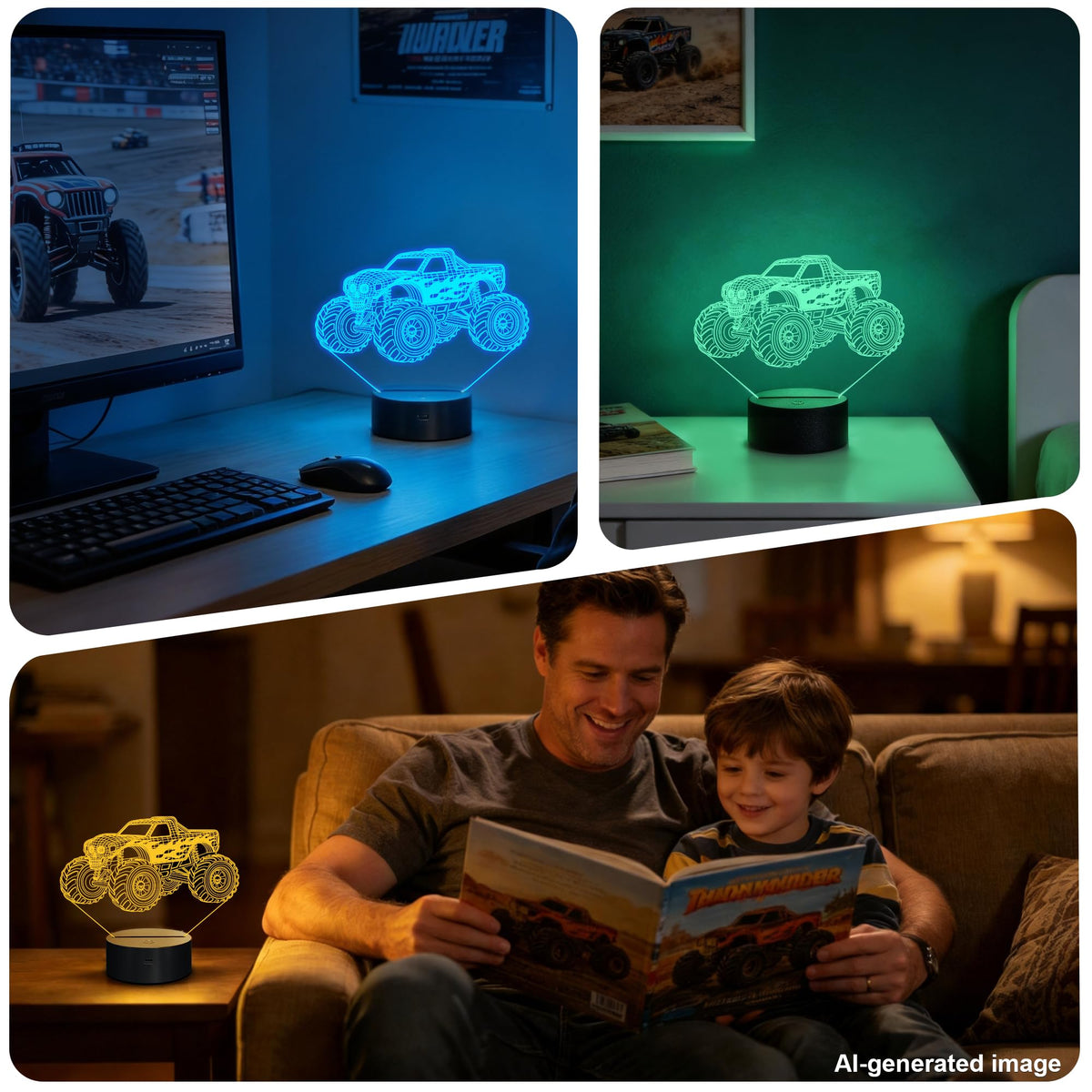 YuanDian Skull Monster Truck 3D LED Night Light