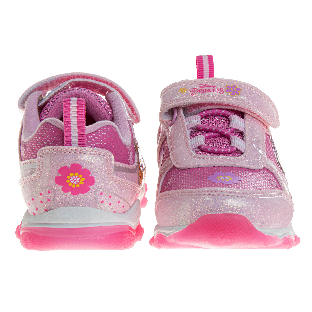 Disney Princess Shoes LED Light Up - Cinderella Snow White Belle Tiana - Girls Athletic Lightweight Tennis Breathable Running Sneakers - Pink (Size 10 Toddler)