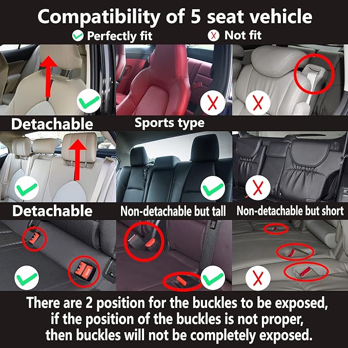 CAPITAUTO Seat Covers, Car Seat Covers Full Set, Black Car Seat Cover, Car Seat Covers Front Seats Back Seat Cover, Waterproof Faux Leather Seat Covers Fit for Most Cars Trucks SUV(Black&Blue)