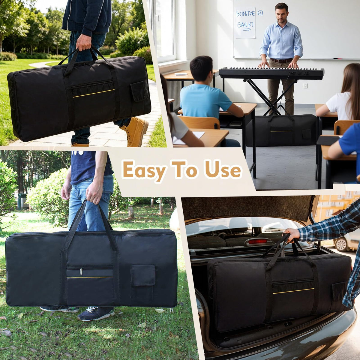 61 Key Keyboard Case, 38.6x16.2x5.1Inch Piano Bag with Handle and Pockets