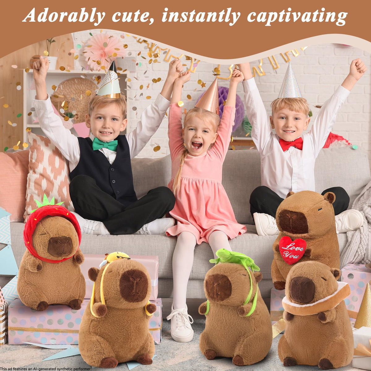 SHINUOER Cute Capibara Plush, Stuffed Animal with Red Heart 12 Inch