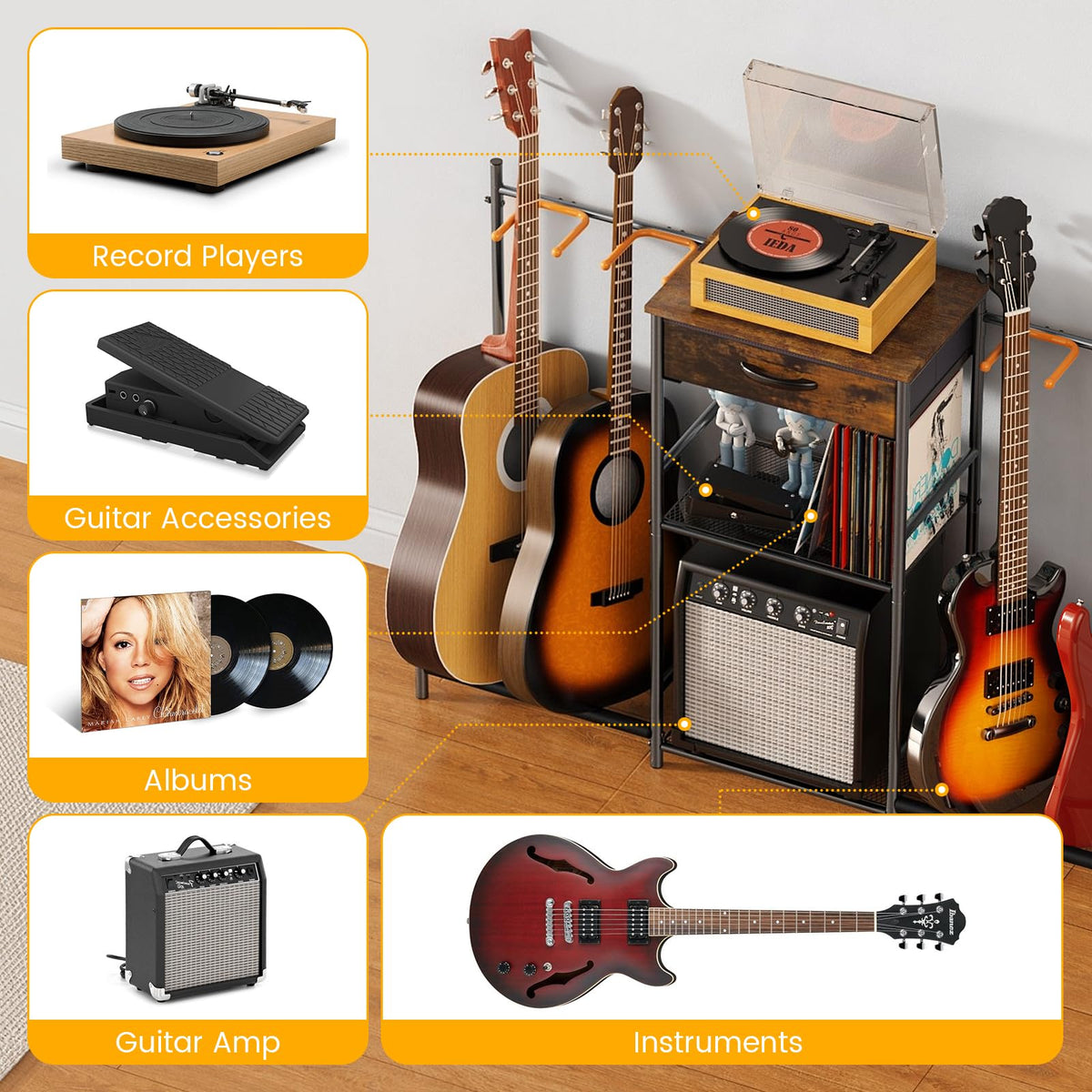 4 Tier Adjustable Multi Electric Guitar Stand for Home Music Studio