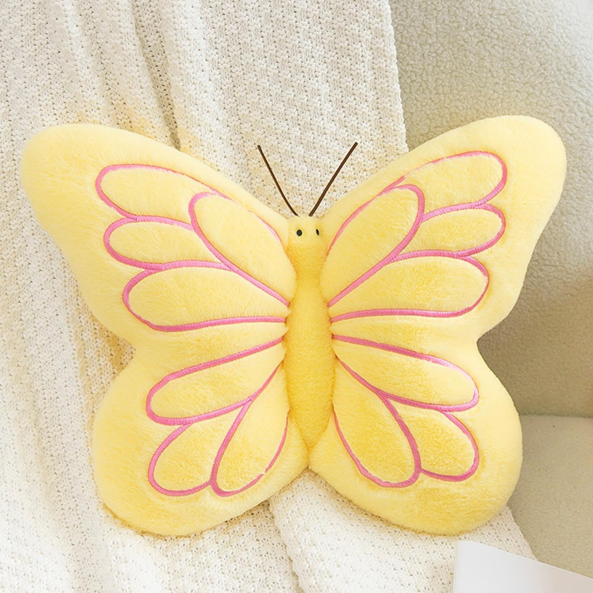 Karoeiwa Butterfly Pillow Cute Butterfly Decorative Throw Pillows Cushion 16 x 12 inch for Women Room Home Garden Sofa Couch Yellow