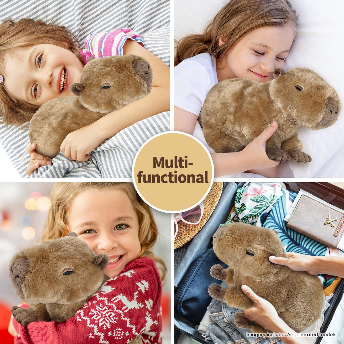 Capybara Stuffed Animals, Microwavable Stuffed Animal Adorable Fluffy Capybara Plush for Warmth Comfort, Heatable Coolable Lavender Scent Toy, Cute Soft Plushie Gift for Kids Adult & Children Boy Girl