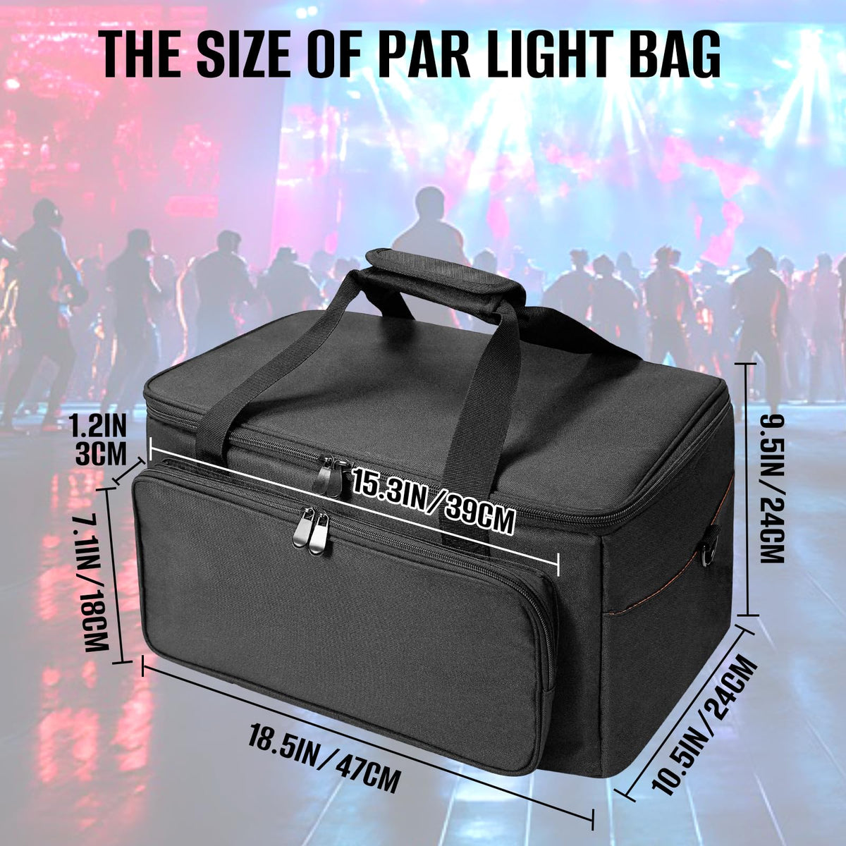 ORKELS 3/8'' Padded PAR Light Bag for 4 Lights, Stage Lighting Carry Case