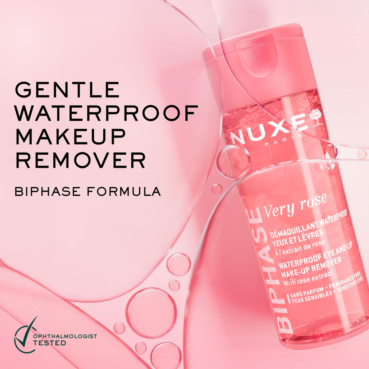 NUXE Very Rose Waterproof Makeup Remover for Face, Eyes & Lips, 3.3 Fl Oz
