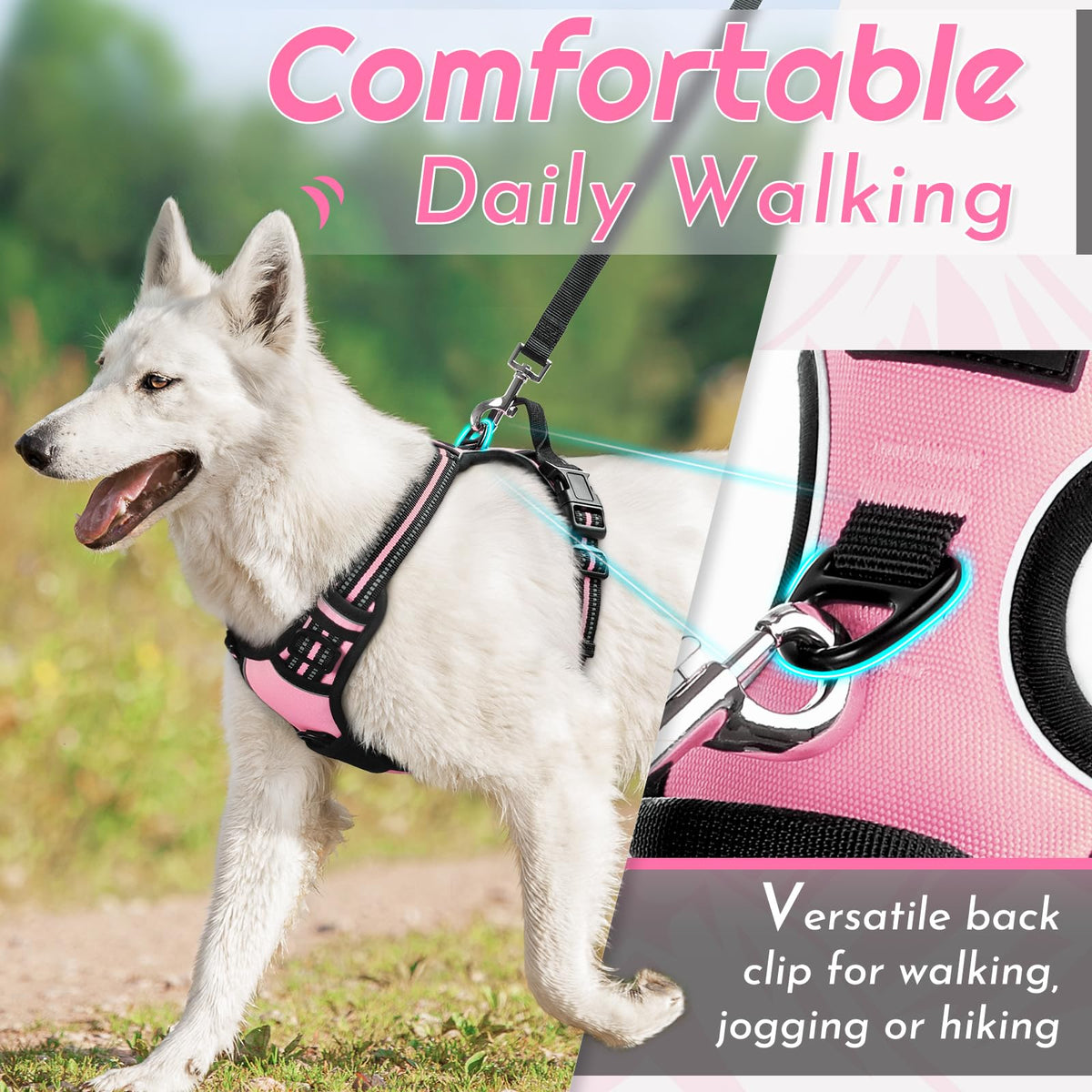 Eagloo Dog Harness for Large Dogs, No Pull Pet Vest with 2 Leash Clips