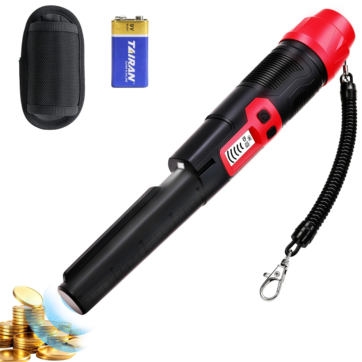 Metal Detector Pinpointer Wand with LCD Screen 360° Detection 3 Alert Modes
