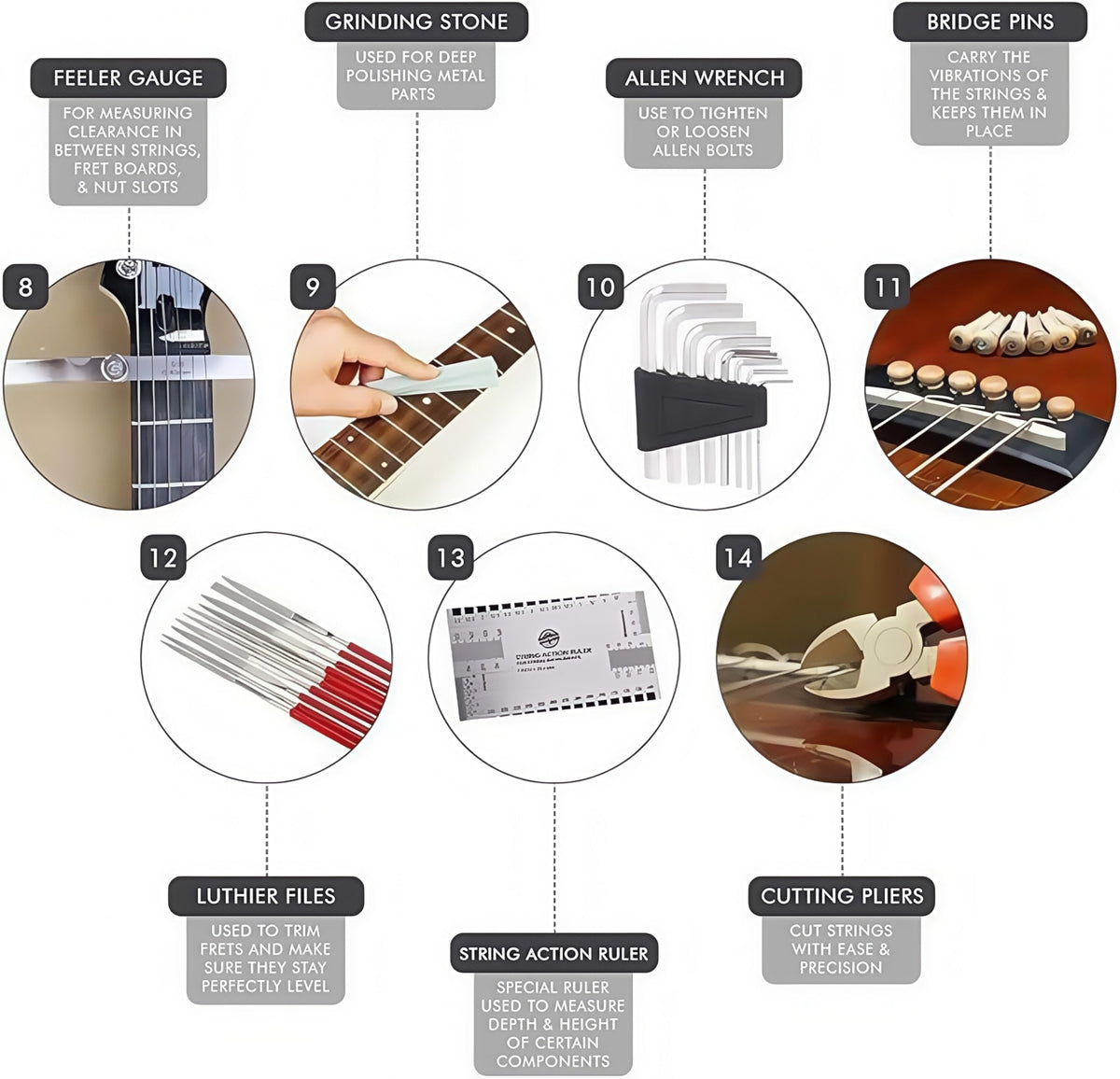 Guitar Repairing Maintenance Tool Kit 72Pcs Guitar Repair Kit Including Guitar Strings, Plectrums, Bridge, Guitar Code For Acoustic Electric Guitar Bass Ukulele