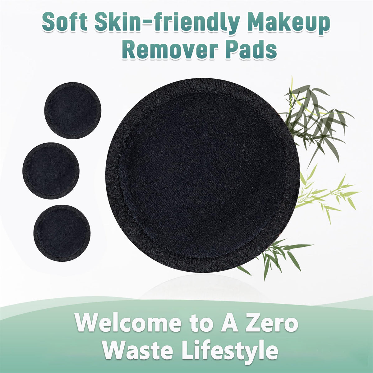 wegreeco 40 Pack Reusable Makeup Remover Pads, Washable Reusable Cotton Rounds Pads for Face, Makeup Remover Cloths for All Skin - (Black)