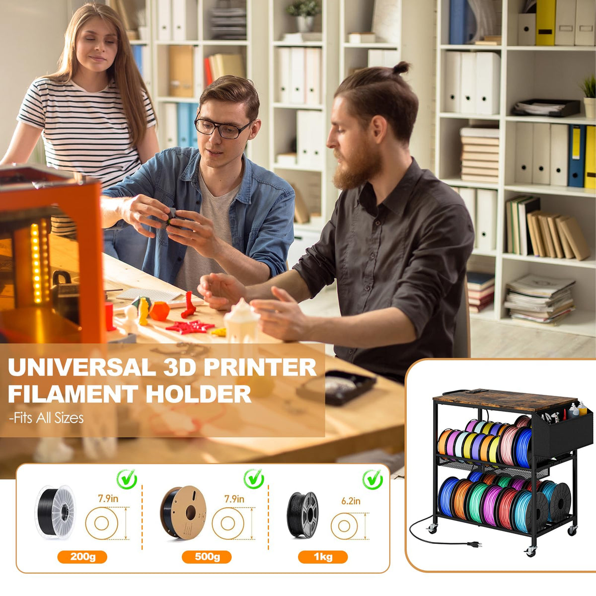 Riodalare 3D Printer Stand with Filament Storage and Outlet