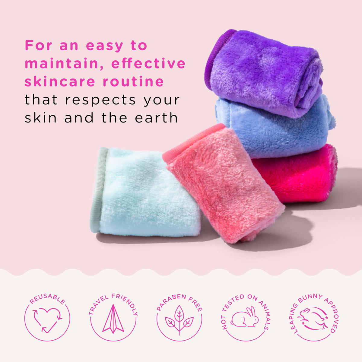 Erase Your Face Reusable Makeup Removing Cloths - Pink (Pack of 10)