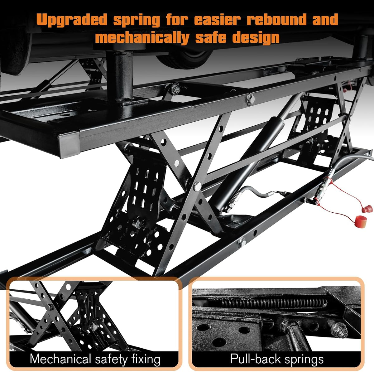 Albott 5000 LBS Portable Car Lift, Adjustable Quick Jack with 26" Max Height, Locking Levers, Foldable Design & Wheels, Scissor Lift for Sedans in Garage or Shop, Black