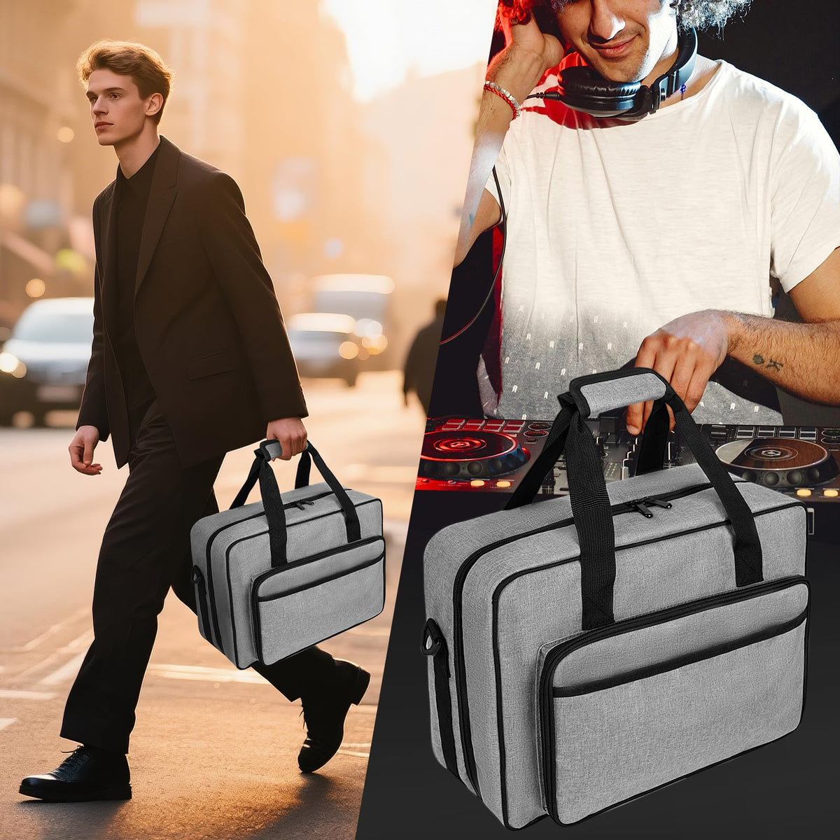 Muscab Audio Mixer Case 0.4 Inch Padded DJ Mixer Bag Travel Padded Case for Audio Mixers, DJ Controllers & Equipment Compatible with RODECaster Pro,RODECaster Pro II,TC-Helicon GoXLR-Grey