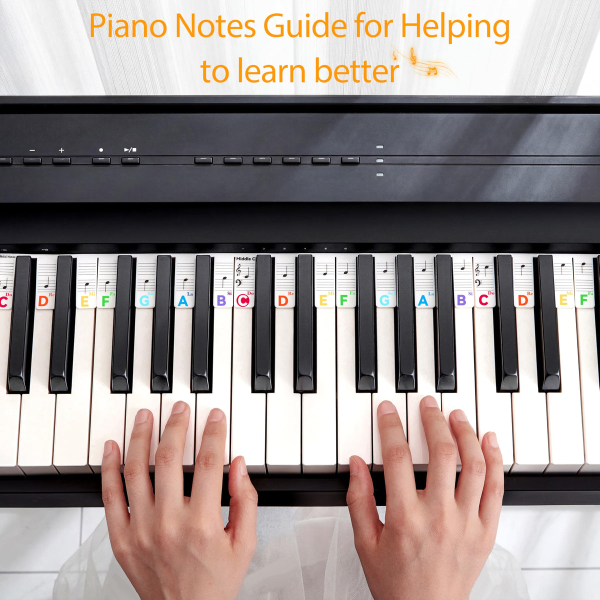 88/61 Keys Piano Keyboard Notes Guide Removable, Silicone Piano letters keys Labels for Beginner, Accessories Gifts for Adult & Kids Pianos Learning, Lead & Nickel Free, BPA Free, No Need Sticker