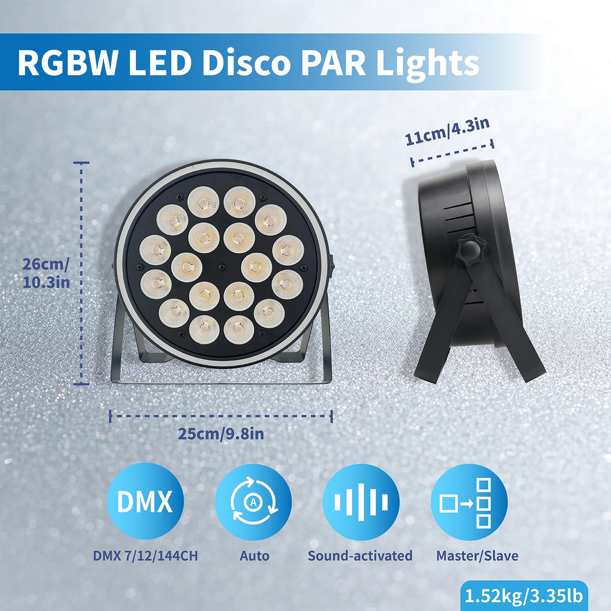 18 LED Par Light RGB Stage Light DMX512 Remote Control for DJ Stage Light