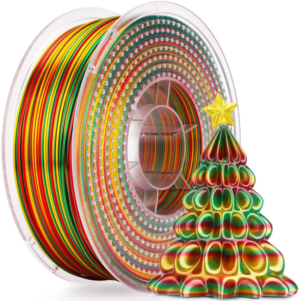 AMOLEN Silk PLA 3D Printer Filament, Gold Red Green for Christmas, 1kg