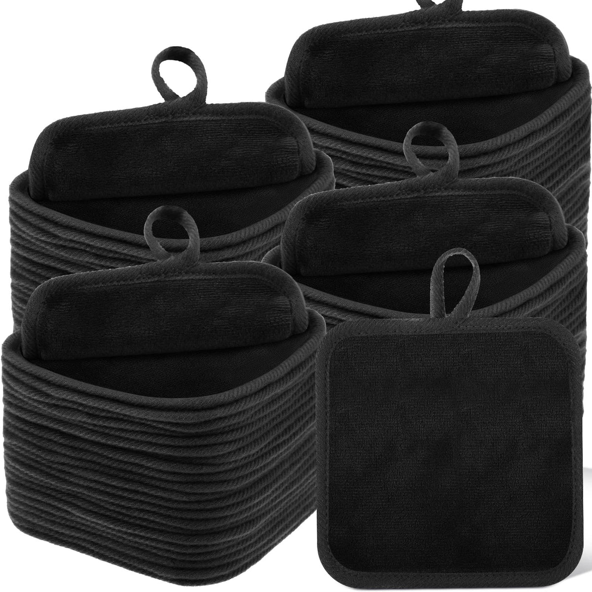 32 Pcs Makeup Remover Pads 5 x 5 Inch Soft Reusable Cloths, Black