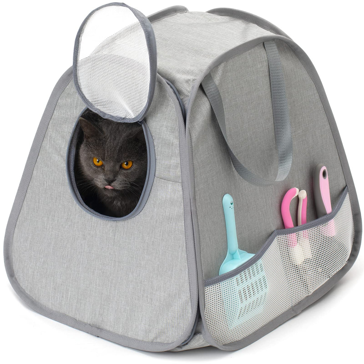 XingYunEr Collapsible Portable Cat Litter Box Standard for Travel Light Weight Leak-Proof，Sturdy，Prevent Litter Scatter Design Easy to Clean， Collapsible Travel Puppy Carrier，Portable Cat Playpen