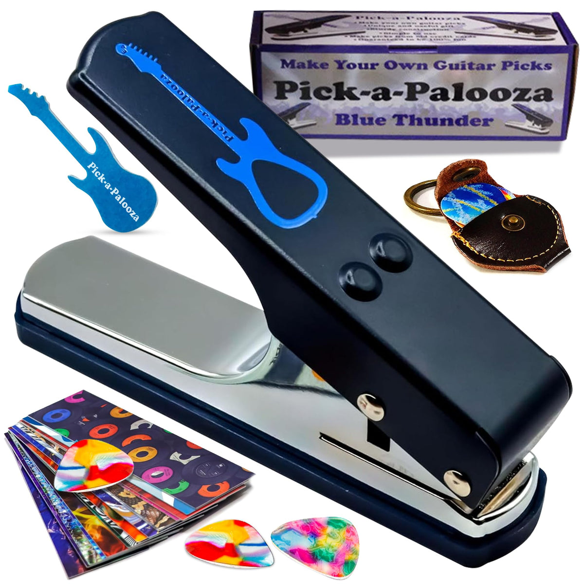 Pick-a-Palooza DIY Guitar Picks Punch Mega Pack with Pick Punch Tool - Blue