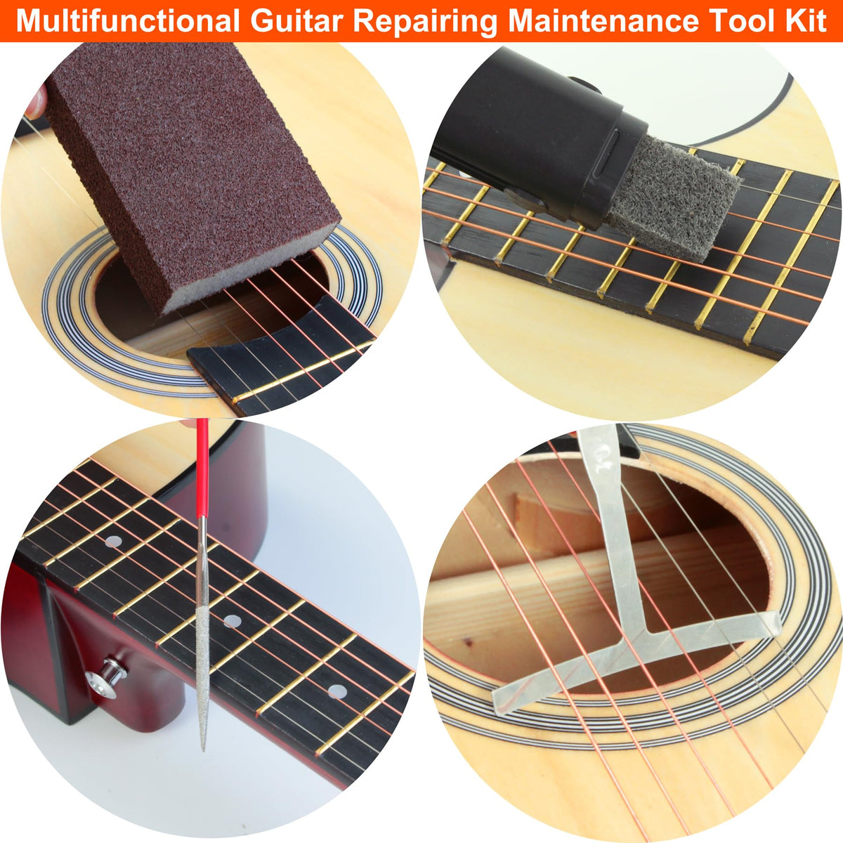 45Pcs Guitar Tool Kit, Guitar Repair Kit, Guitar Setup Kit, Luthier Tools Guitar Kit, Guitar Maintenance Kit Guitar Fret Tools, TIMDAM Guitar Accessories for Ukulele Bass Guitar Gifts for Musicians