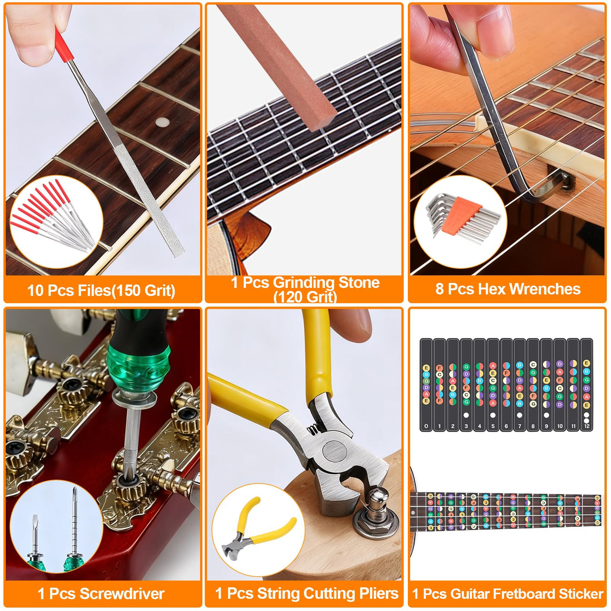 159 Pcs Guitar Tool Kit, Professional Guitar Repair Kit, Guitar Maintenance Kit with Guitar Tools Accessories and Carry Bag, Guitar Setup Kit for Electric Guitar Acoustic Guitar Ukulele Banjo Bass