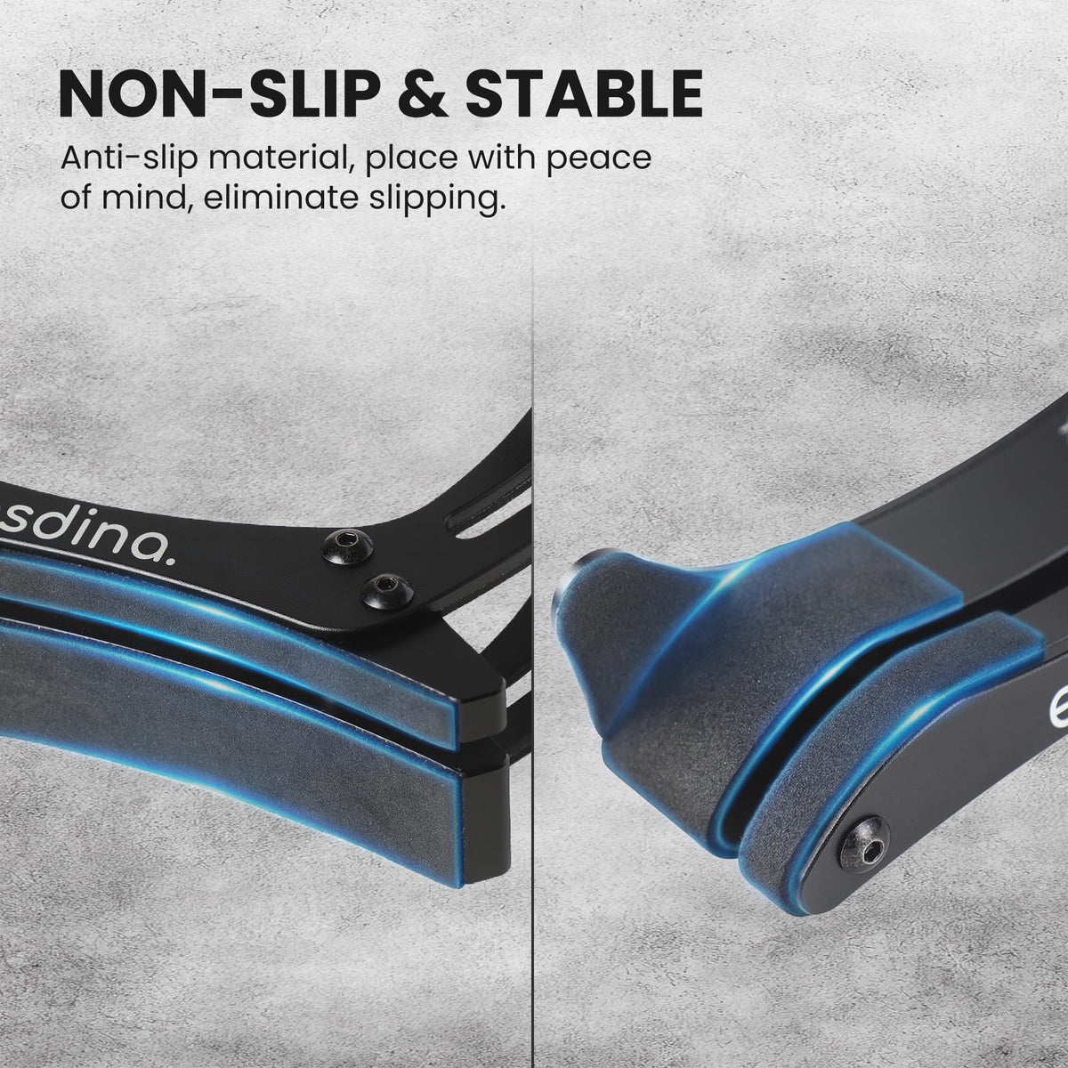 Esdina Electric Guitar Leg Rest, Ergonomic Thigh Support, Adjustable Foot Rest Stand, Soft Silicone Protection, Aluminum Alloy, Fits 1.46“ - 2.17“ in Guitar Body Thickness