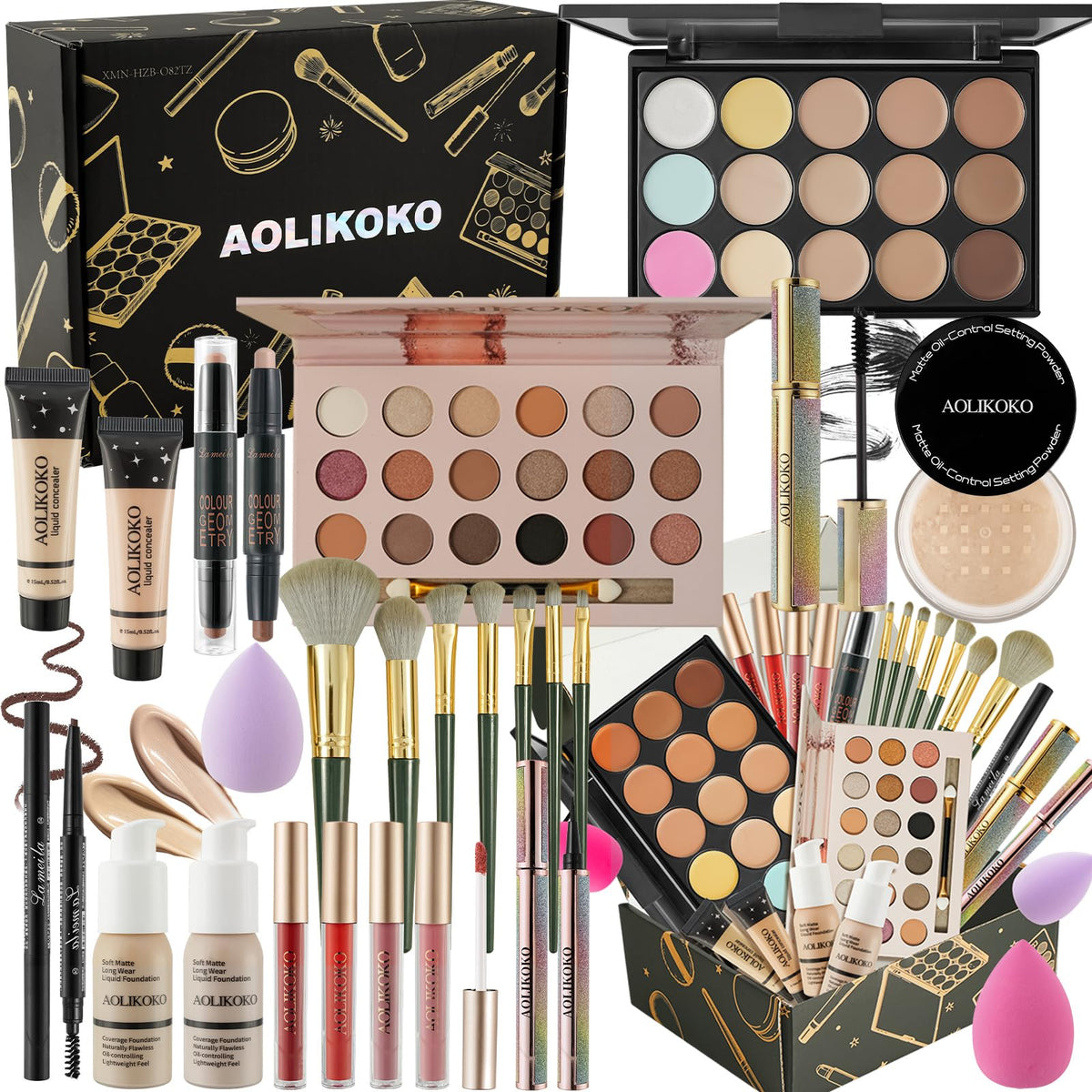 All in One Makeup Kit for Women Full Kit,Makeup Set for Women,Including Eye, Face, Lip Makeup and Brushes, Long Lasting Daily Makeup Gift Set for Christmas Birthday Party(HZB-082)