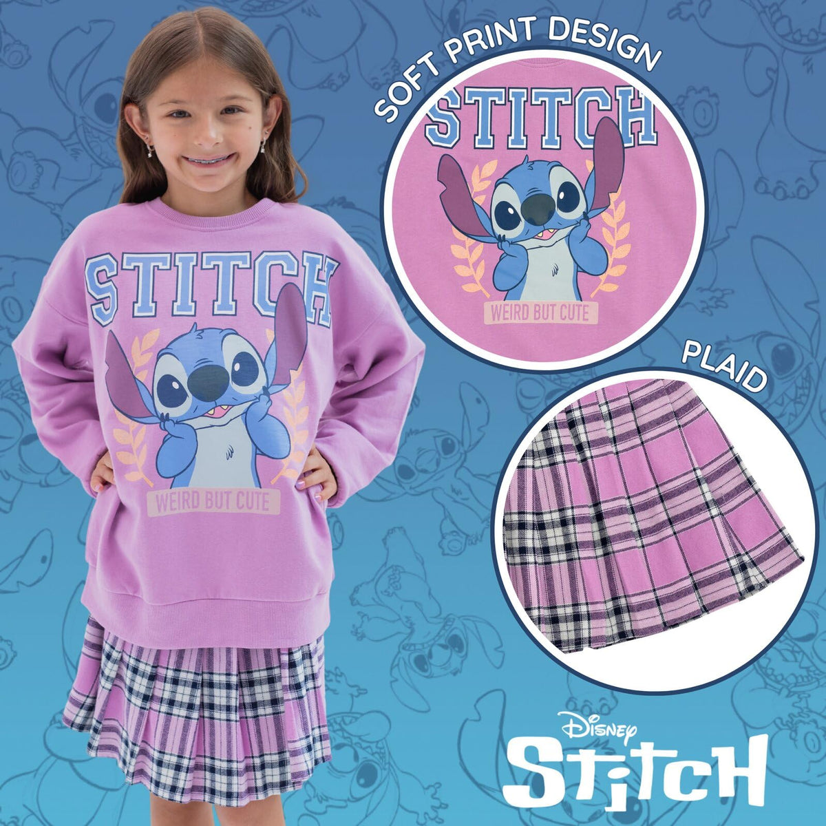 Disney Stitch Girls Skirt Set