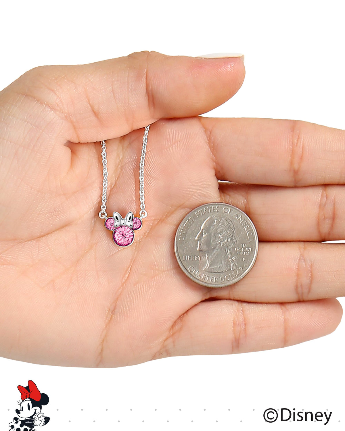 Disney Minnie Mouse October Birthstone Necklace (October - Fuchsia Crystal)