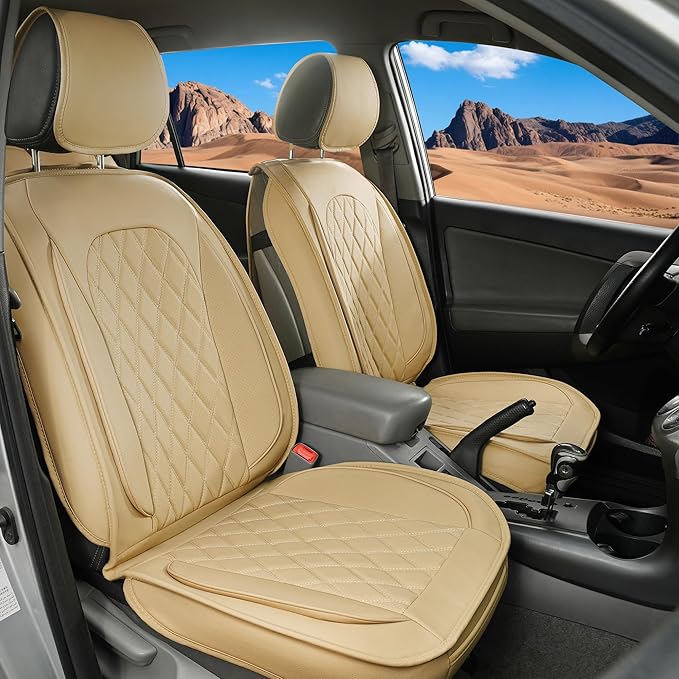 LINGVIDO Car Seat Covers Full Set (5 Seats) - Premium Perforated Nappa Leather, Waterproof Shield, Omni-Adapt Fit SUVs Sedans, Ultimate Family & Pet Protection