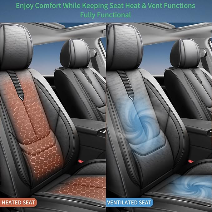 Fit Passport Car Seat Covers for Honda Passport 2019-2025 2026 -Upgraded Premium Waterproof & Breathable Leather,Airbag Compatible,All-Weather Seat Cushion Protector,Full Set,Black